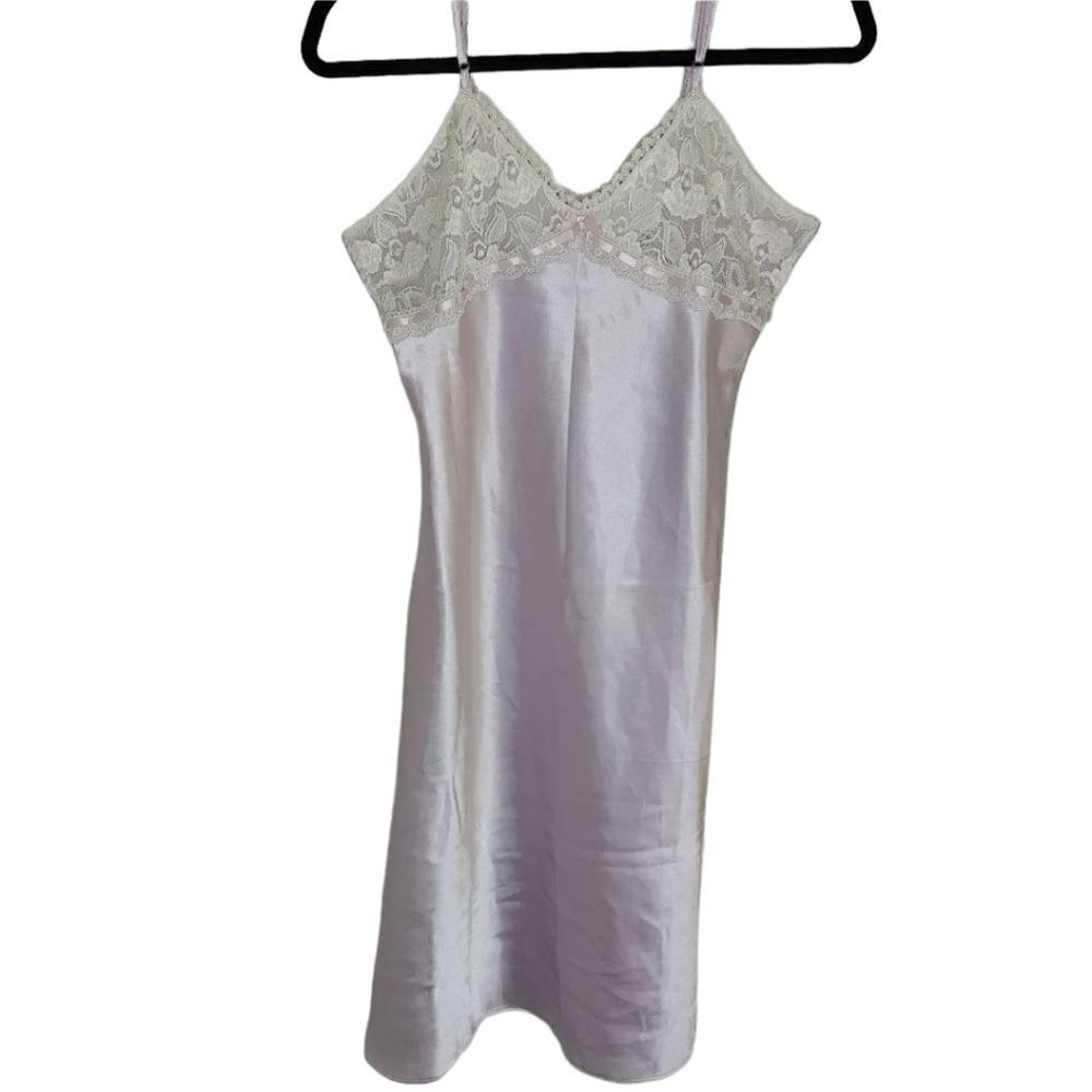 Gunne Sax Jessica McClintock VTG Chemise Satin Lavender Slip Night Gown